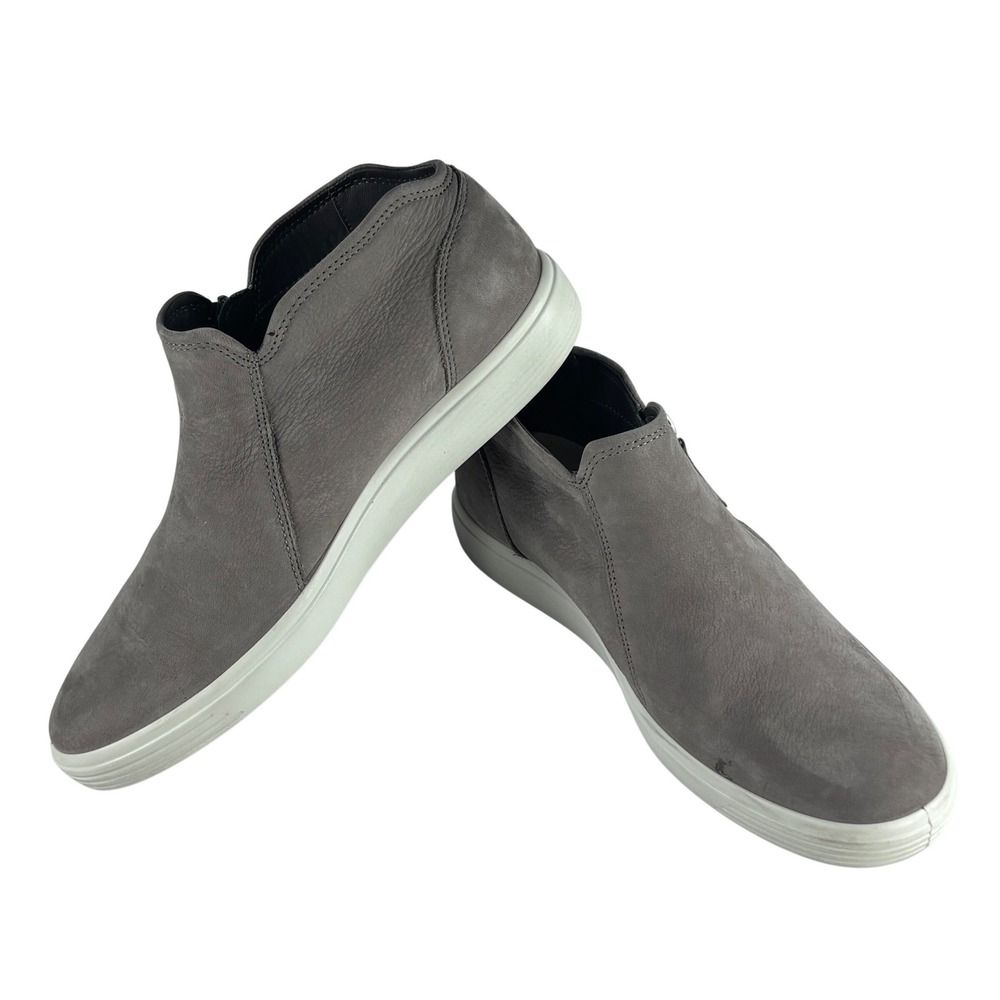 ECCO Soft 7 Bootie Women 11 Gray Nubuck Leather High Top Zip Ankle Sneaker - Picture 2 of 10